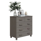 vidaXL Sideboard Bar Buffet Console Cabinet with Drawers HAMAR Solid Wood Pine - 31.1x15.7x31.5