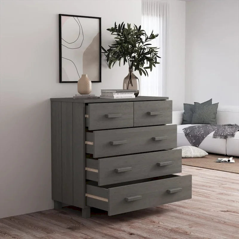 vidaXL Sideboard Bar Buffet Console Cabinet with Drawers HAMAR Solid Wood Pine - 31.1x15.7x31.5