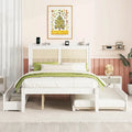 Full Size Bed Frame with Rattan Headboard