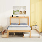 Full Size Bed Frame with Rattan Headboard