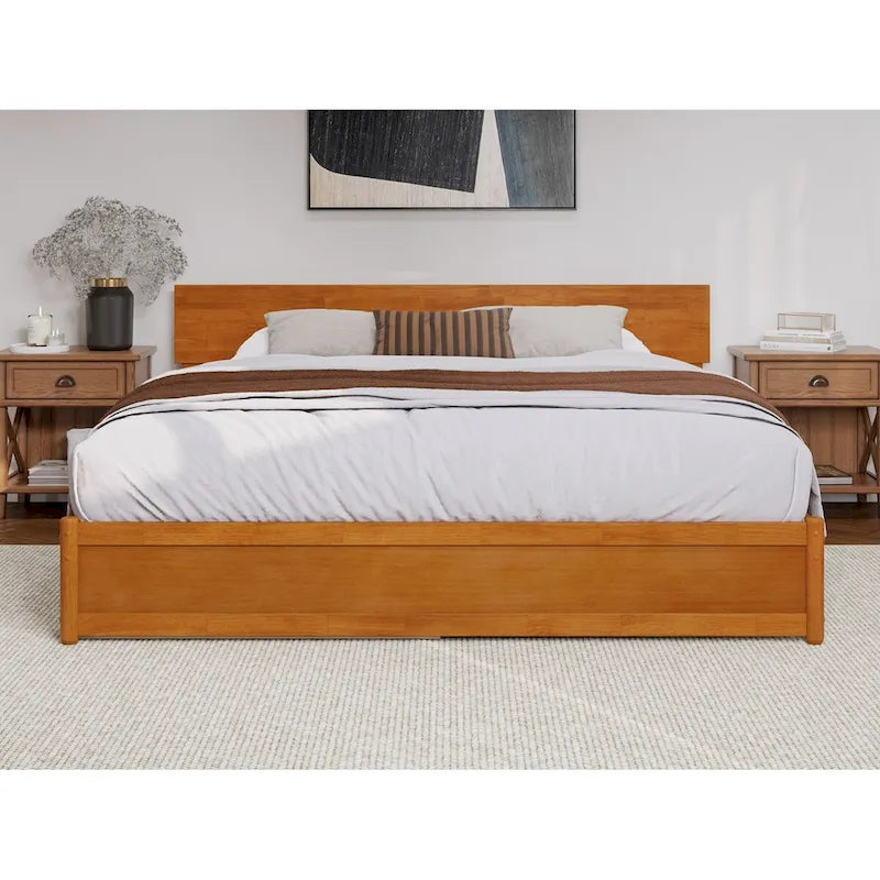 Wesley Platform Bed with Panel Footboard and Twin XL Trundle