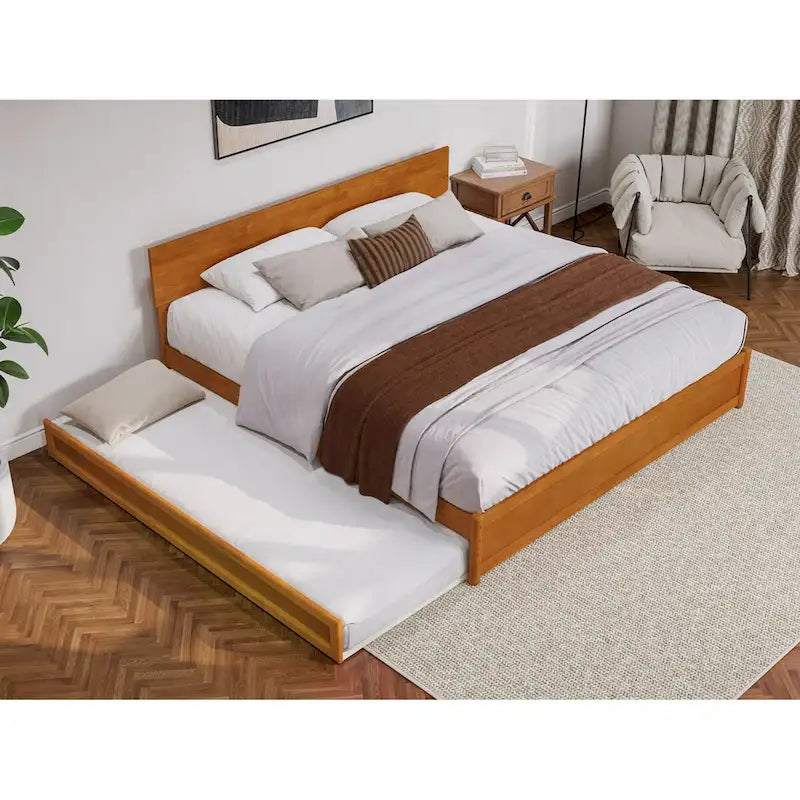 Wesley Platform Bed with Panel Footboard and Twin XL Trundle