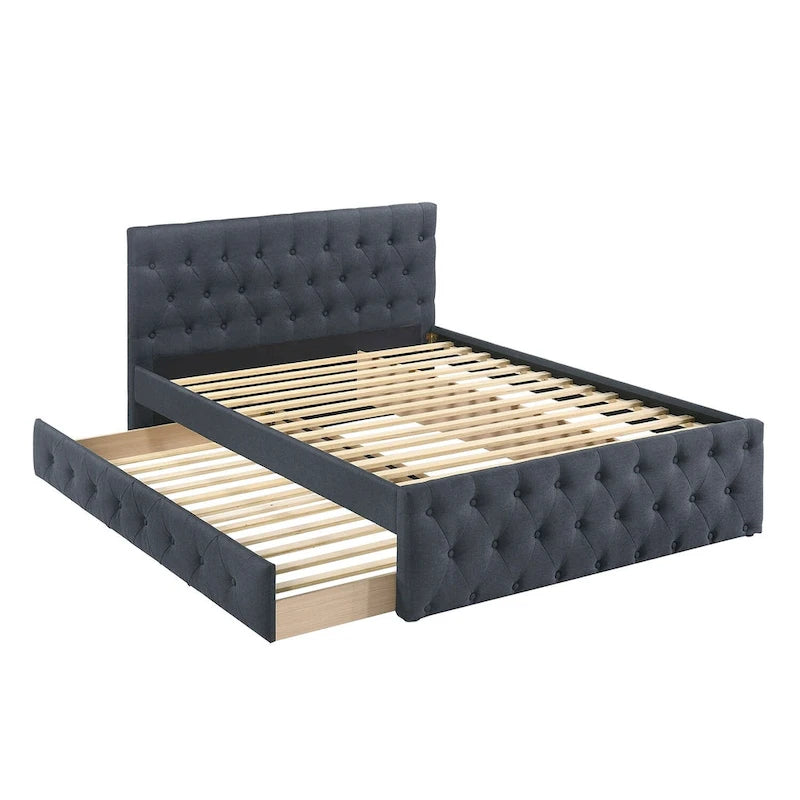 Fabric Fully Upholstered Full Bed with Trundle