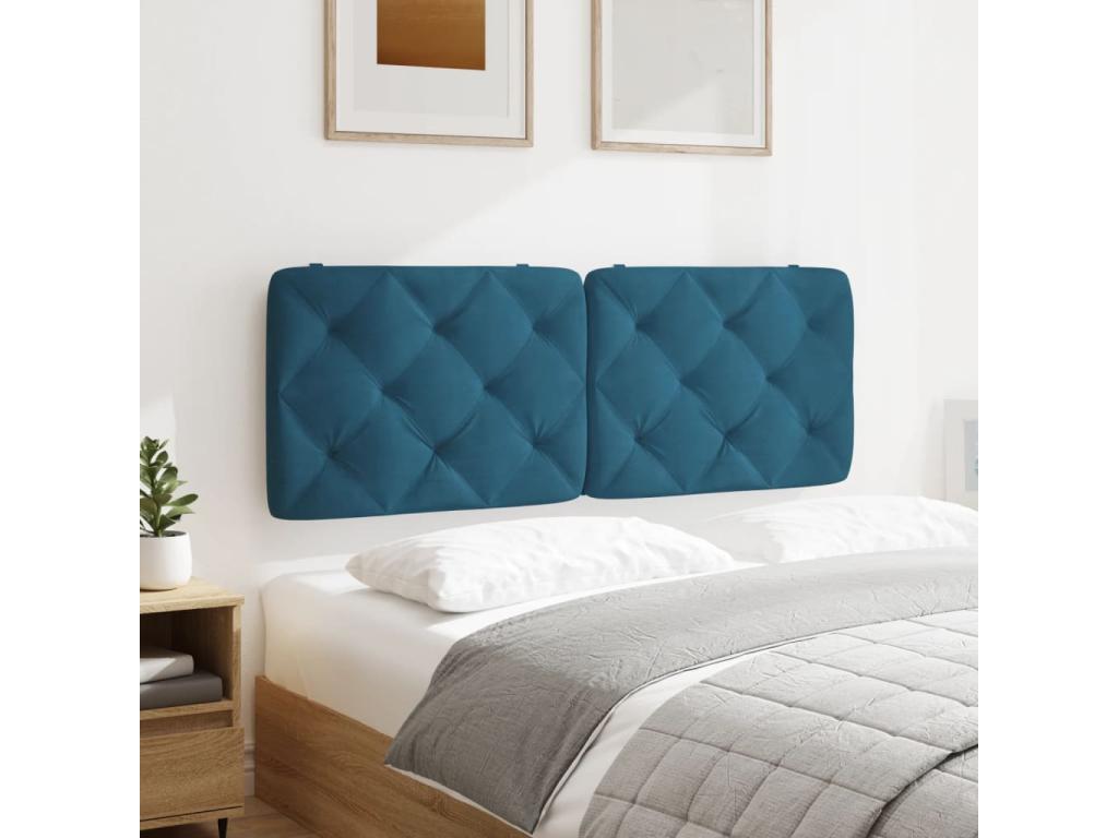 Blue velvet headboard cushion, 140cm, 17087ARHA