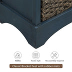 Rustic Storage Cabinet with Two Drawers and Four Classic Rattan Basket - 28L x 11.8W x 28H