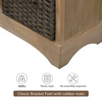 Rustic Storage Cabinet with Two Drawers and Four Classic Rattan Basket - 28L x 11.8W x 28H