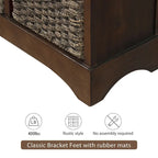 Rustic Storage Cabinet with Two Drawers and Four Classic Rattan Basket - 28L x 11.8W x 28H