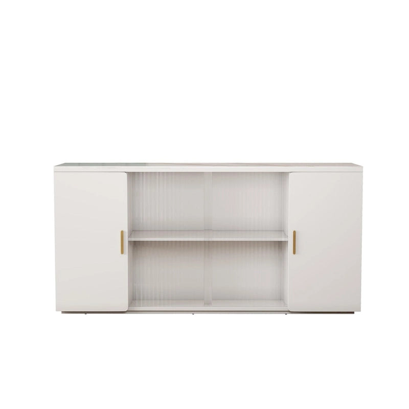 Modern Wooden Side Cabinets with 2 Doors and 1 Glass Doors