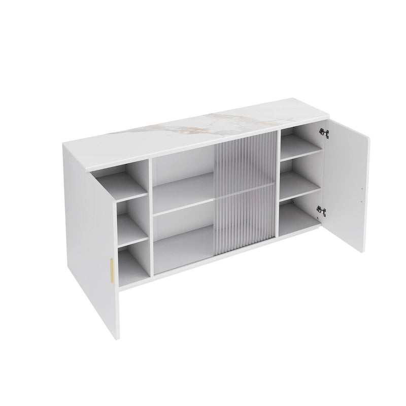 Modern Wooden Side Cabinets with 2 Doors and 1 Glass Doors