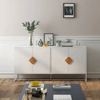 Solid Wood Square Shape Handle Deisign Sideboard with Doors