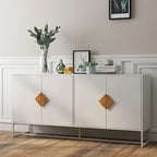 Solid Wood Square Shape Handle Deisign Sideboard with Doors