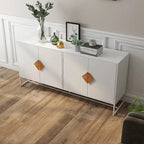 Solid Wood Square Shape Handle Deisign Sideboard with Doors