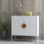 Solid Wood Square Shape Handle Deisign Sideboard with Doors