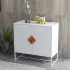 Solid Wood Square Shape Handle Deisign Sideboard with Doors