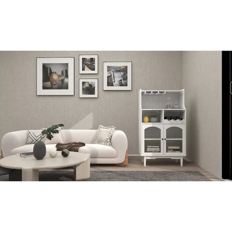 Living Room Wine Cabinet with Removable Wine Rack and Wine Glass Rack - 27.56L * 15.75W * 50.39H