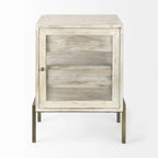 Rustic Weathered White and Gold Shadowbox Cabinet - 24 H x 22 W x 22 D