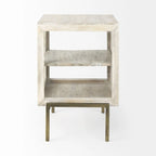 Rustic Weathered White and Gold Shadowbox Cabinet - 24 H x 22 W x 22 D