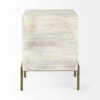 Rustic Weathered White and Gold Shadowbox Cabinet - 24 H x 22 W x 22 D