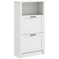 Shoe Storage Cabinet with Open Compartment and 2 Flip Drawers