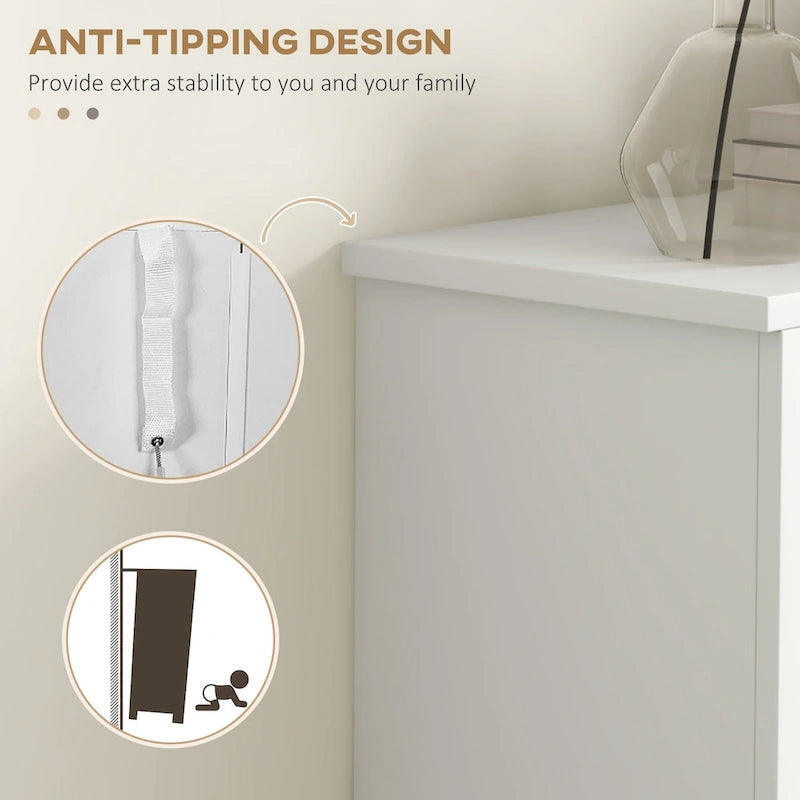 Shoe Storage Cabinet with Open Compartment and 2 Flip Drawers