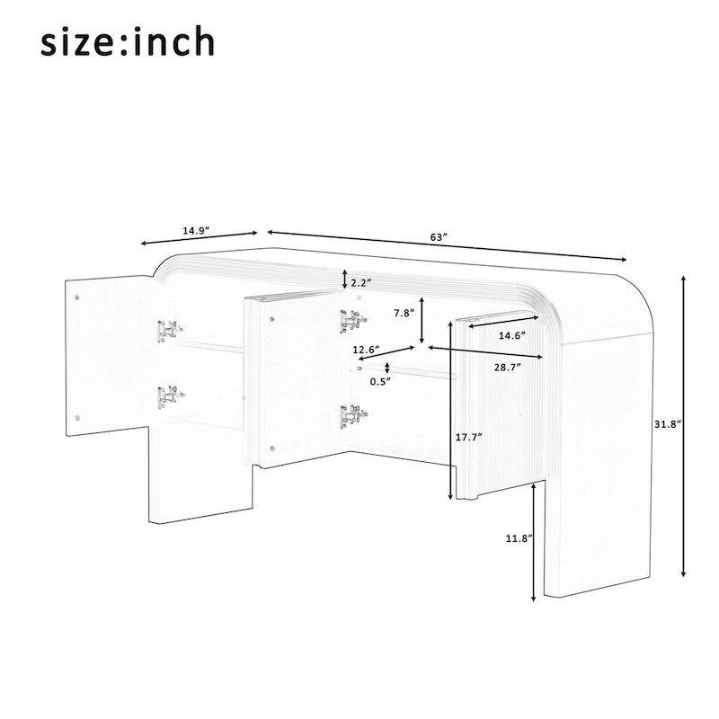 Striped Storage Cabinet with 4 Doors