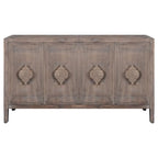 Antique Four Door Cabinet, Carved Flower Door Handle