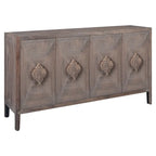 Antique Four Door Cabinet, Carved Flower Door Handle