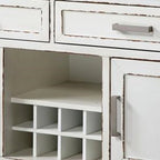 Ben 54 Inch Buffet Server, Brown Top, 2 Drawers, Wine Rack, Weathered White
