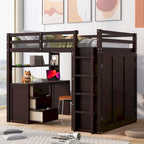 Full Loft Bed with Drawers, Desk, Wardrobe, and Guardrails