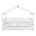 Full Pine House Bed with Twin Trundle, Guardrail