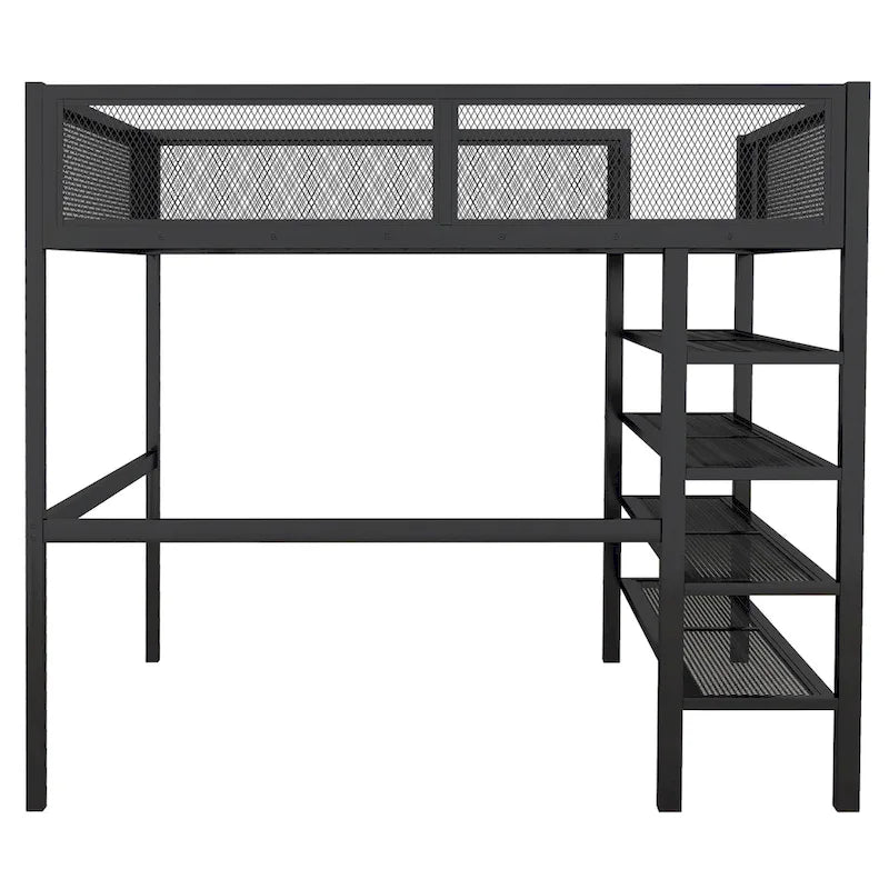 Full Loft Bed with Four Shelves