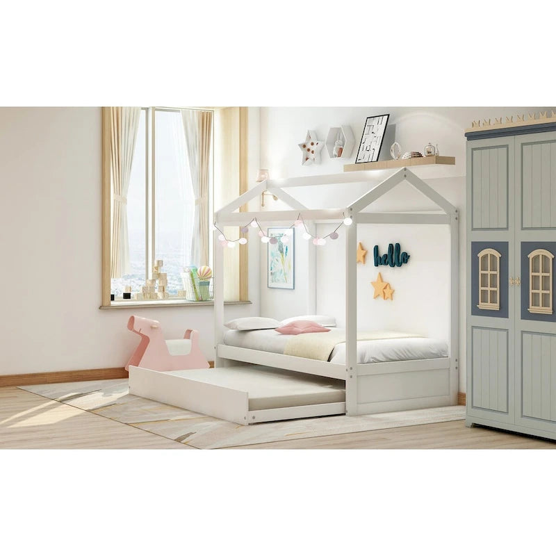 White House Bed with Trundle