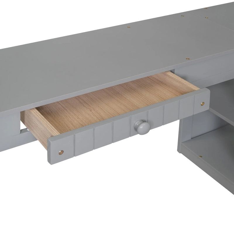 Wooden Loft Bed with Drawers, Cabinet, Shelves and Desk