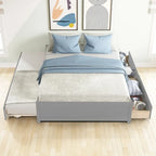 Full Size Bed With Twin Size Trundle and Two Drawers