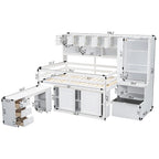 Wooden Loft Bed Big Storage with Under-bed Desk, Drawers and Shelves