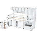 Wooden Loft Bed Big Storage with Under-bed Desk, Drawers and Shelves