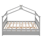 Wooden Full House Day Bed with Trundle