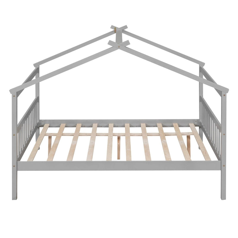 Wooden Full House Day Bed with Trundle