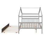 Wooden Full House Day Bed with Trundle