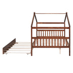 Wooden Full House Day Bed with Trundle