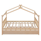 Wooden Full House Day Bed with Trundle