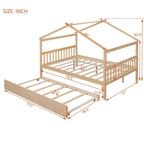 Wooden Full House Day Bed with Trundle