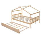 Wooden Full House Day Bed with Trundle