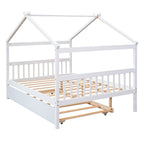 Wooden Full House Day Bed with Trundle