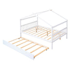 Wooden Full House Day Bed with Trundle