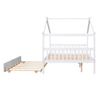 Wooden Full House Day Bed with Trundle