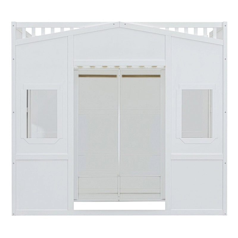 Full Size House Loft Bed With Ladder and Wardrobe