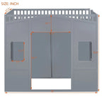 Full Size House Loft Bed With Ladder and Wardrobe