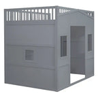 Full Size House Loft Bed With Ladder and Wardrobe