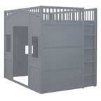 Full Size House Loft Bed With Ladder and Wardrobe